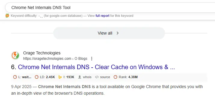 Chrome net internals dns